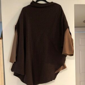Moyuru Brown Wool Lagenlook Asymmetrical Vest L